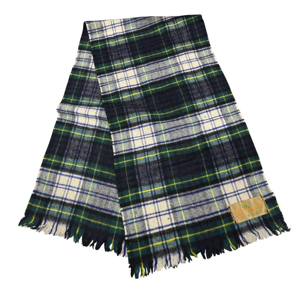 Lowland Glen Scarf Unisex OS Blue Green Plaid Good Wool Tartan Made in Scotland